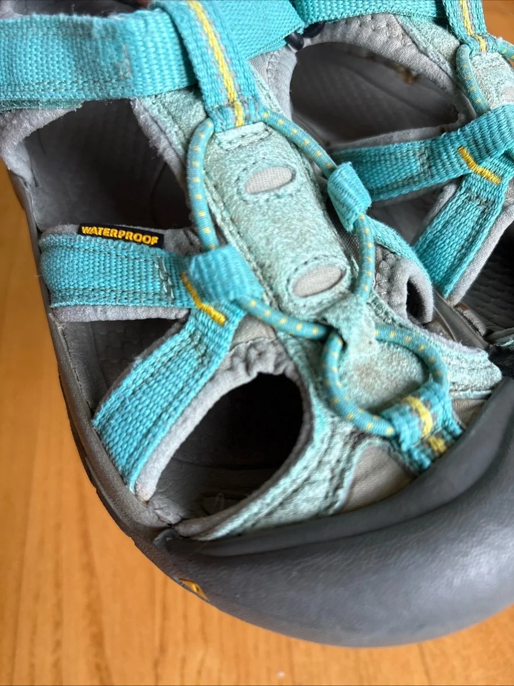 Keen Venice H2 Kids Sandals Aqua Green Gray Yellow Boys Girls Hiking Youth Sz 1